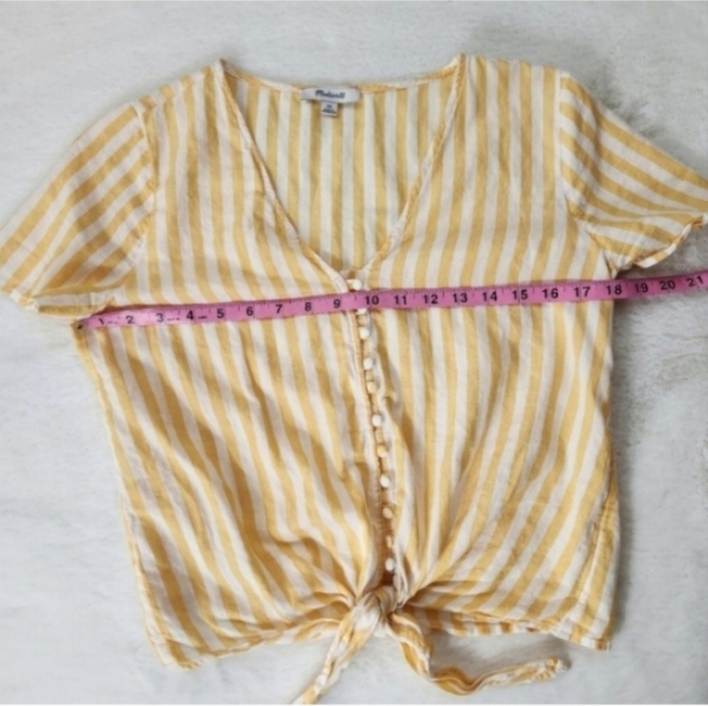 Madewell Striped Yellow Tie-Front Top - Picture 4 of 8